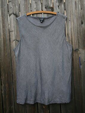 Size 1X - EILEEN FISHER Women's Gray Linen Sleeveless Top